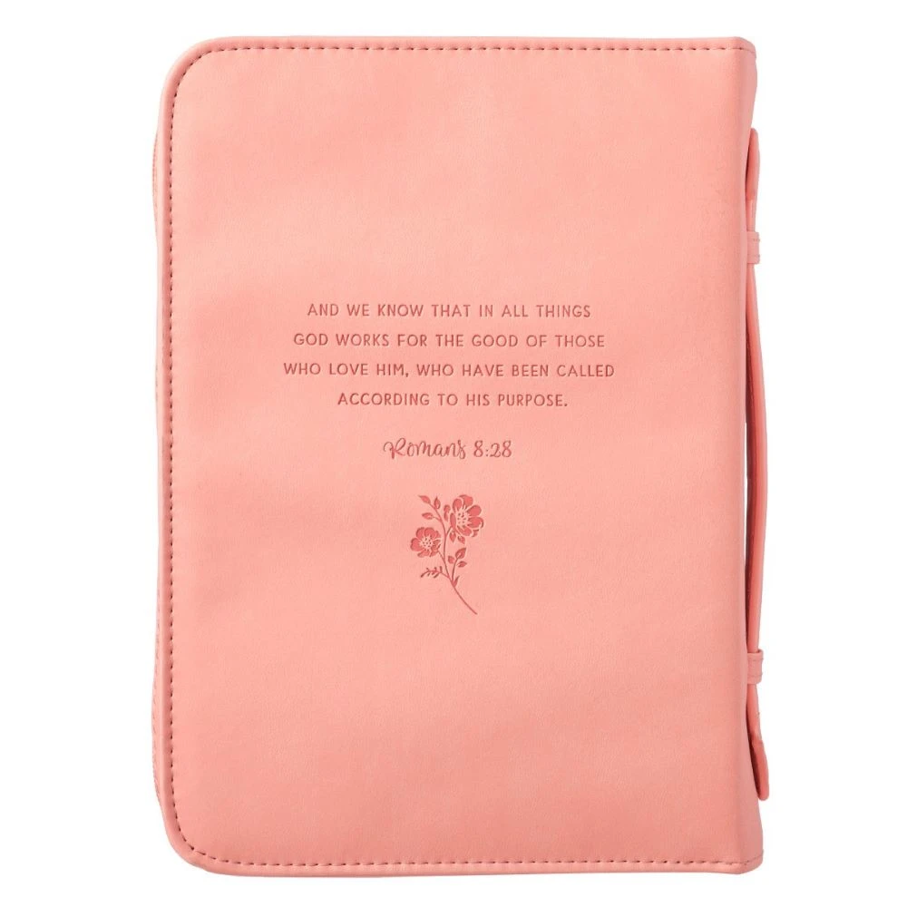 BC: He Works All Things For Good Peach Floral Faux Leather Medium 4 BC: He Works All Things For Good Peach Floral Faux Leather Medium - Image 2