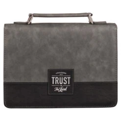 BC: Trust In The LORD Gray And Black Faux Leather Large