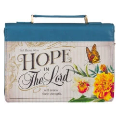 BC: Hope In The LORD Floral Mediterranean Blue Faux Leather Large
