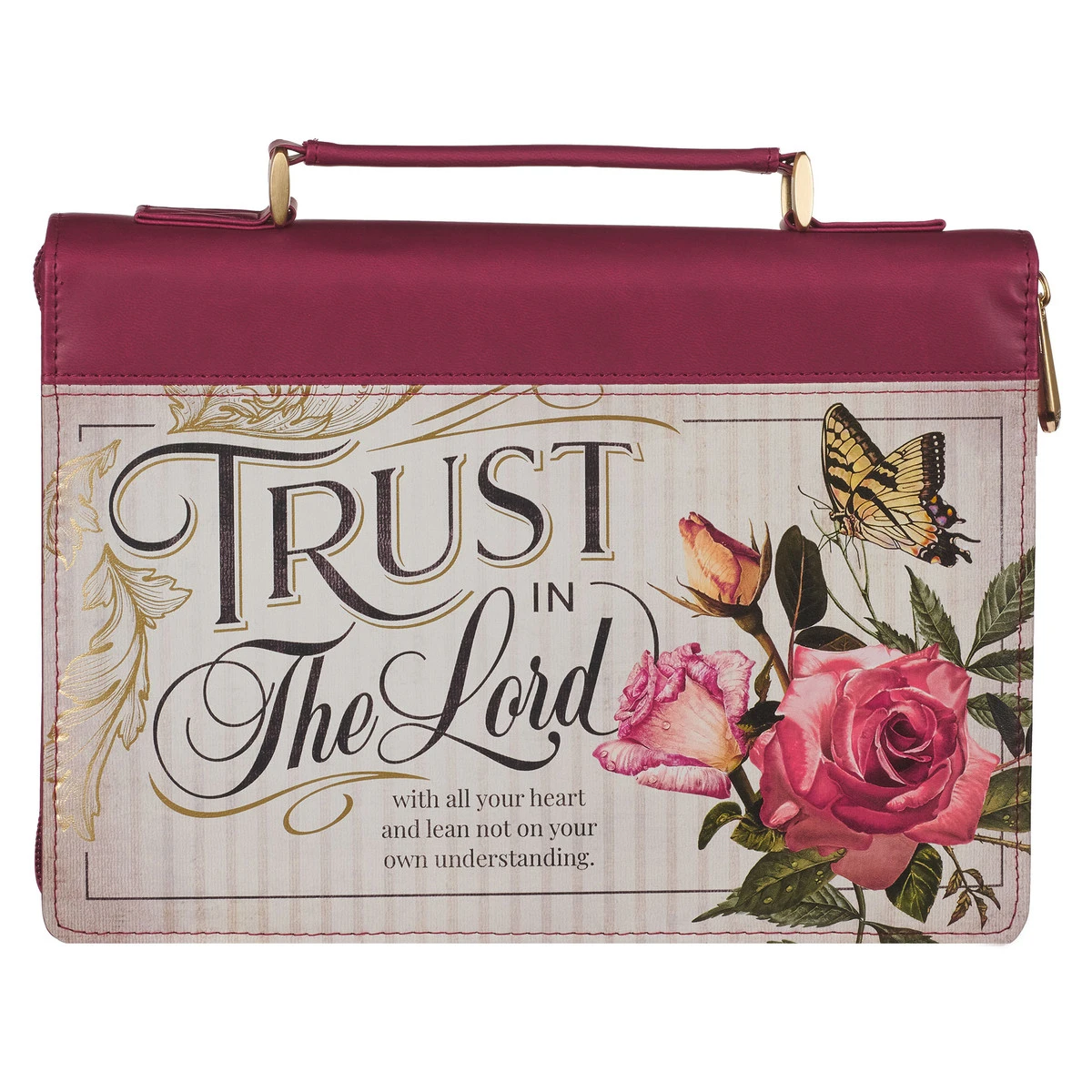 BC: Trust In The LORD Floral Pomegranate Red Faux Leather Medium 3 BC: Trust In The LORD Floral Pomegranate Red Faux Leather Medium