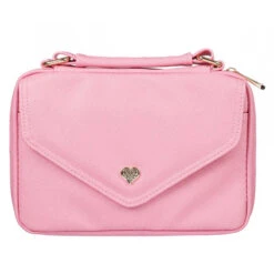 BC: Pink Leather Fashion W/Decorative Flap Large & Metal Heart Badge