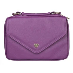 BC: Purple Faux Leather Fashion W/Decorative Flap Large & Metal Heart Badge