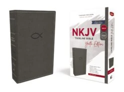 NKJV Thinline Leathersoft Youth Edition (Grey W/ Fish) -Books Shop 211 0237 1