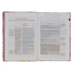 NLT Pink Floral Faux Leather Spiritual Growth Bible -Books Shop 212 0203 2