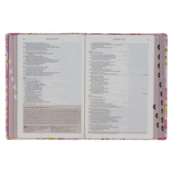 NLT Pink Floral Faux Leather Spiritual Growth Bible -Books Shop 212 0203 4