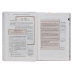 NLT Cream-colored Floral Faux Leather Spiritual Growth Bible -Books Shop 212 0204 3
