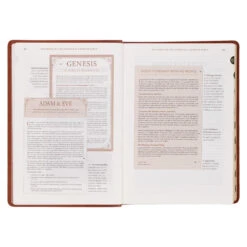 NLT Saddle Tan Faux Leather Spiritual Growth Bible -Books Shop 212 0206 4