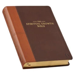 NLT Two-tone Espresso And Toffee Brown Faux Leather Spiritual Growth Bible -Books Shop 212 0209 2 1