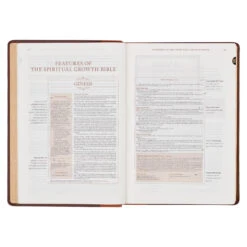 NLT Two-tone Espresso And Toffee Brown Faux Leather Spiritual Growth Bible -Books Shop 212 0209 4