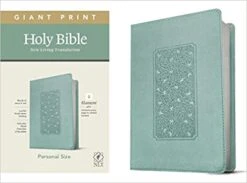 NLT Personal Size Giant Print Bible LeatherLike, Floral Frame Teal