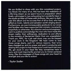 Cry Aloud CD- 2022- Reclaimed Men’s Choir -Books Shop 512 1000 2